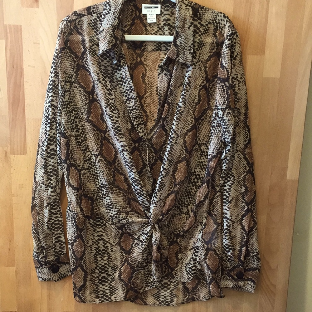 Snake print blouse with twist front detail